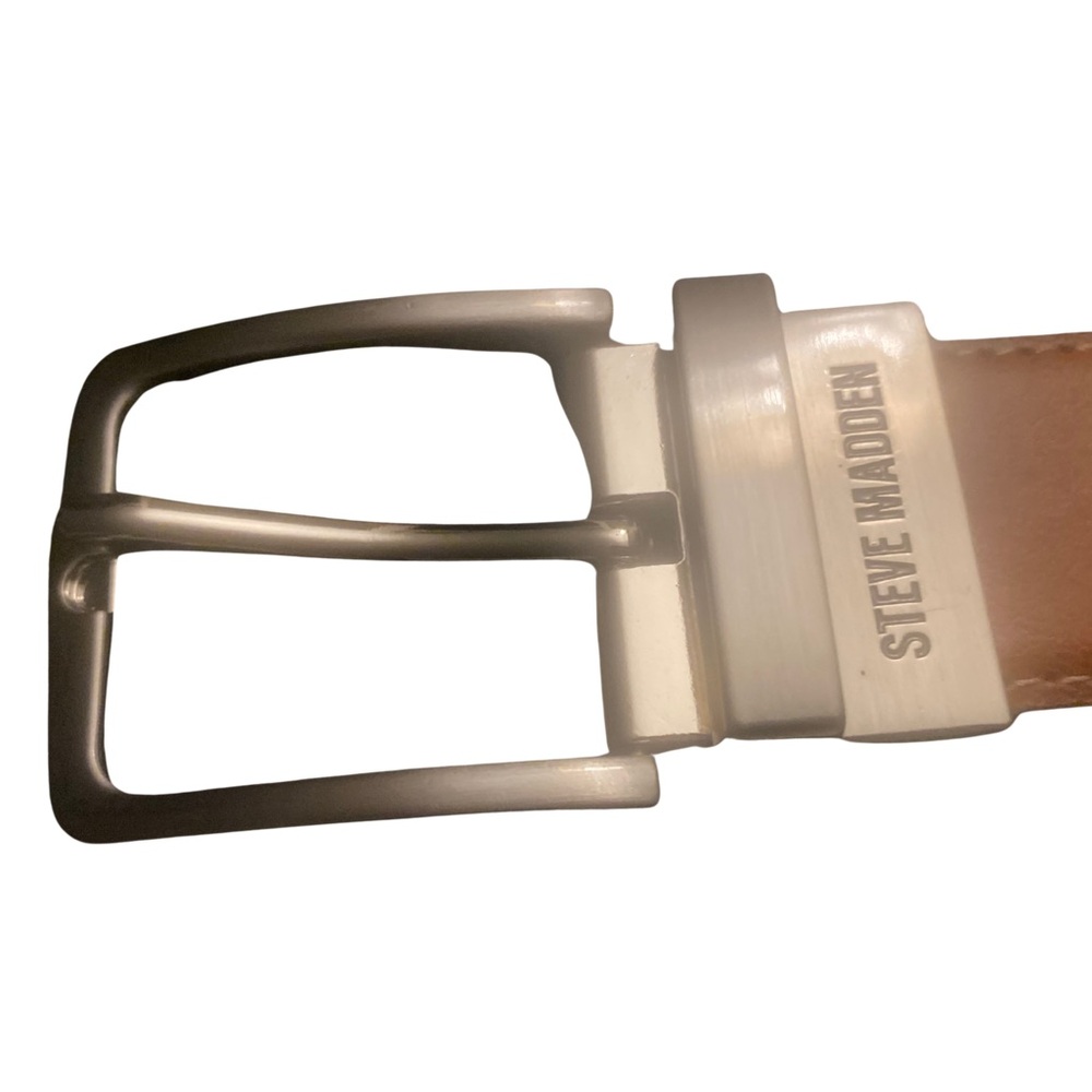 Steve Madden Reversible Leather Belt XL 42-44 Brown/Black Silver Buckle